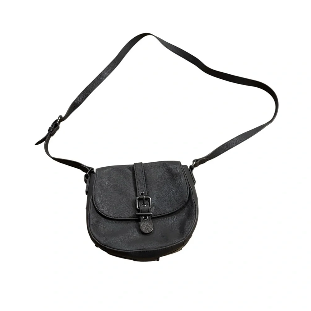 Vince Camuto | Dark Grey Charcoal Saddle Crossbody Bag Pebbled
